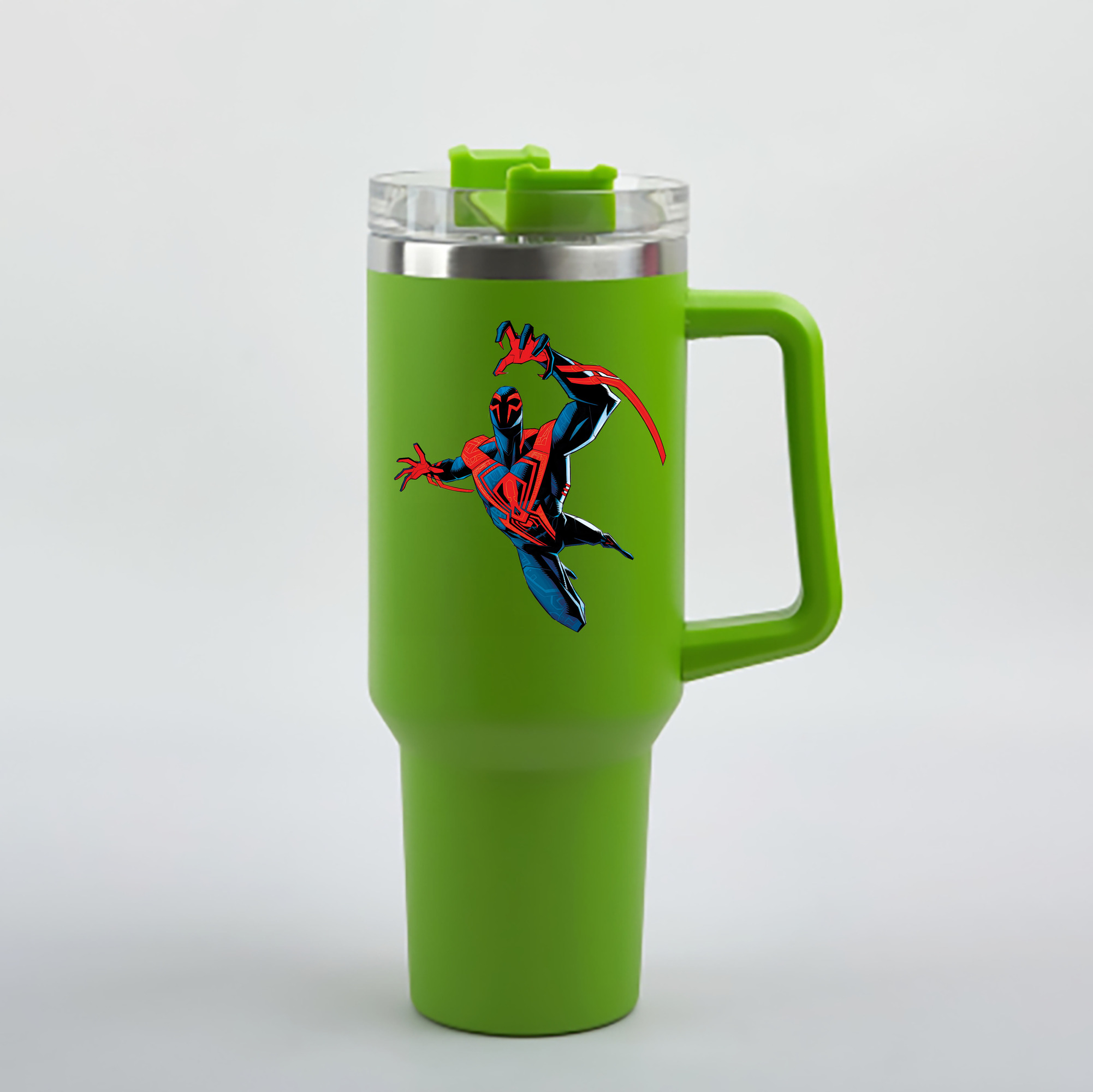 （画像用） Spider Man スパイダーマン 1200mL車用タンブラー - クリスタルステッカー（プラスチックストロー付き）
